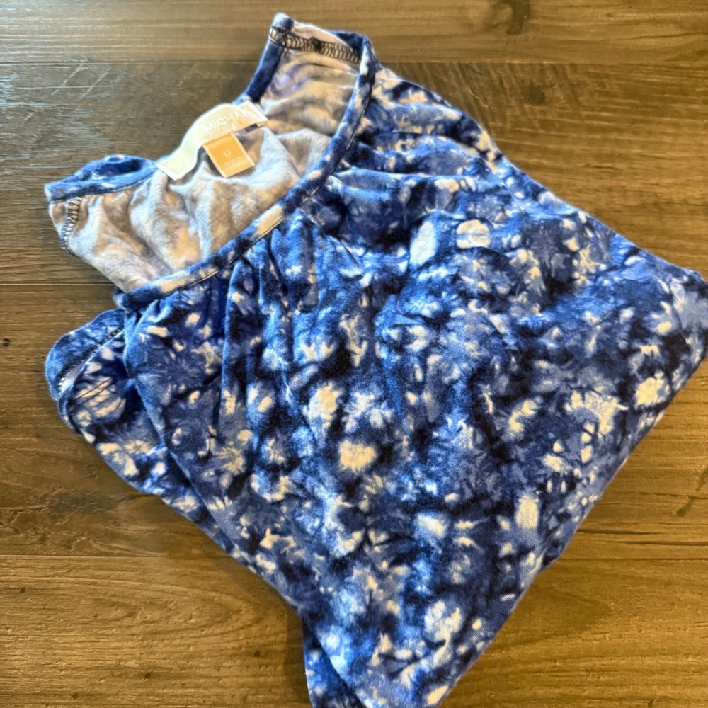 Michael Michael Kors Blue Tie Dye Bell Sleeve Top Medium